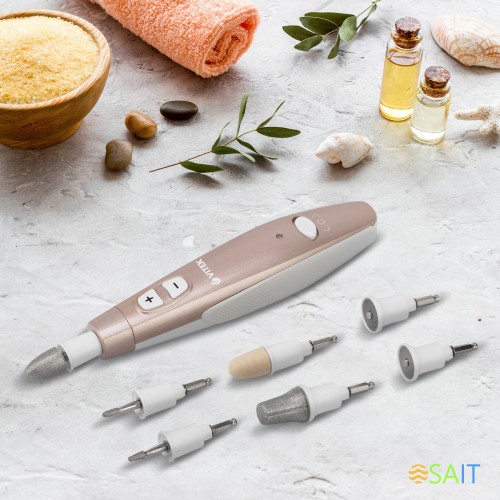 Маникюрно-педикюрный набор Vitek VT-2214 насадок в компл.:7шт (подсветка) золотистый/белый