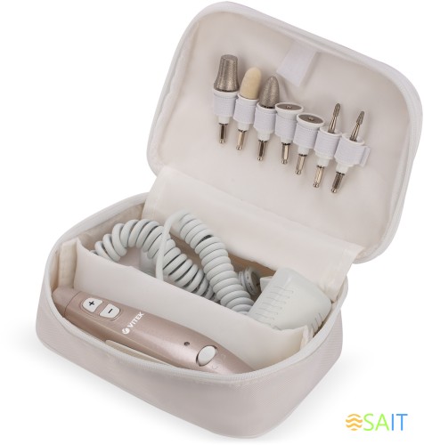 Маникюрно-педикюрный набор Vitek VT-2214 насадок в компл.:7шт (подсветка) золотистый/белый