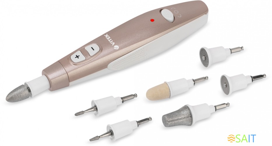 Маникюрно-педикюрный набор Vitek VT-2214 насадок в компл.:7шт (подсветка) золотистый/белый