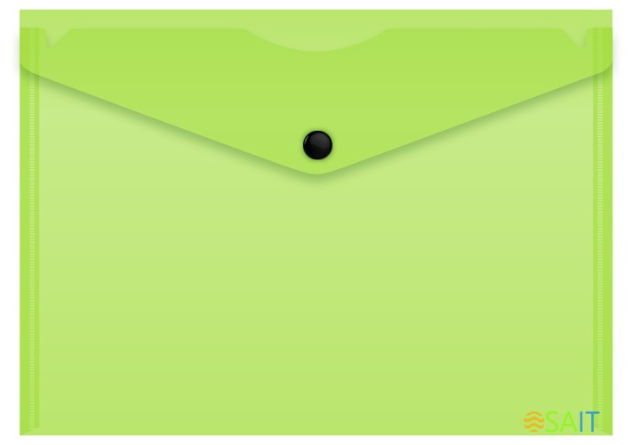 Конверт на кнопке Бюрократ Double Neon DNEPK804A5LETT A5 гориз. пластик 0.15мм салатовый