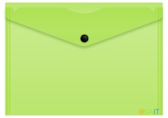 Конверт на кнопке Бюрократ Double Neon DNEPK804A5LETT A5 гориз. пластик 0.15мм салатовый