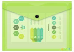Конверт на кнопке Бюрократ Double Neon DNEPK804A5LETT A5 гориз. пластик 0.15мм салатовый
