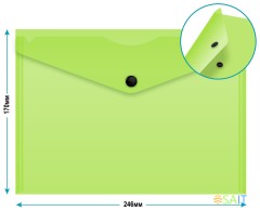 Конверт на кнопке Бюрократ Double Neon DNEPK804A5LETT A5 гориз. пластик 0.15мм салатовый