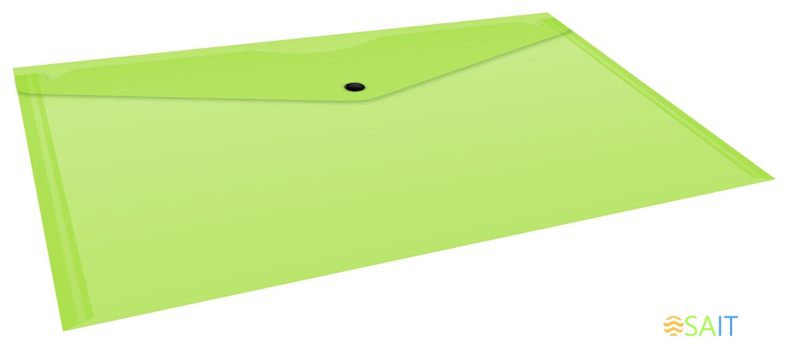 Конверт на кнопке Бюрократ Double Neon DNEPK804A5LETT A5 гориз. пластик 0.15мм салатовый