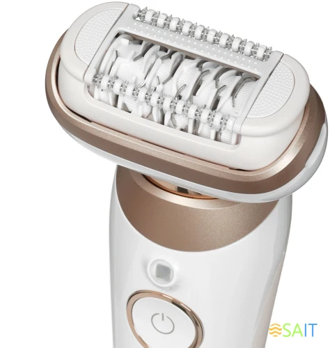 Эпилятор Braun SES9-011 скор.:2 насад.:3 от электр.сети от аккум. белый/золотистый