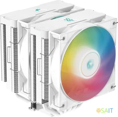 Устройство охлаждения(кулер) Deepcool AG620 Digital ARGB Soc-AM5/AM4/1200/1700/1851 белый 4-pin 29.4dB Al+Cu LCD 260W 1370gr Ret (R-AG620-WHADMN-G-2)