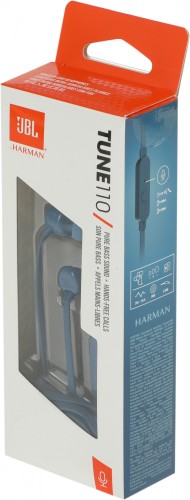 Гарнитура внутриканальные JBL Tune 110 1.2м синий проводные в ушной раковине (JBLT110BLU)