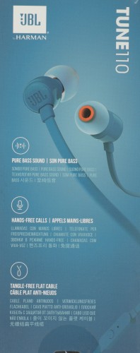 Гарнитура внутриканальные JBL Tune 110 1.2м синий проводные в ушной раковине (JBLT110BLU)