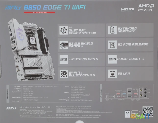 Материнская плата MSI MPG B850 EDGE TI WIFI SocketAM5 AMD B850 4xDDR5 ATX AC`97 8ch(7.1) 5Gigabit RAID+HDMI