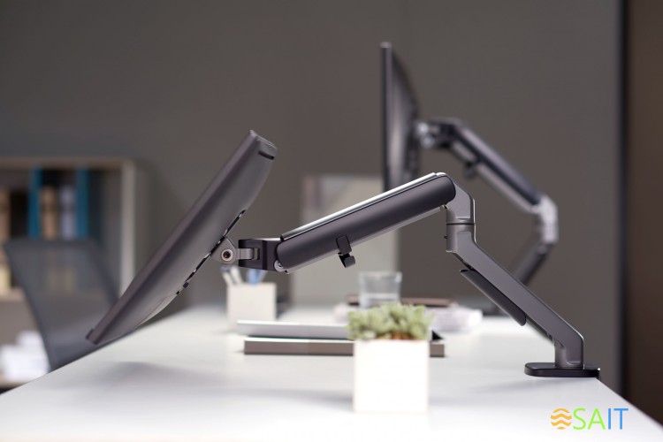 Кронштейн для мониторов Ultramounts UM734BL серый/черный 17"-27" макс.7кг крепление к столешнице поворот и наклон