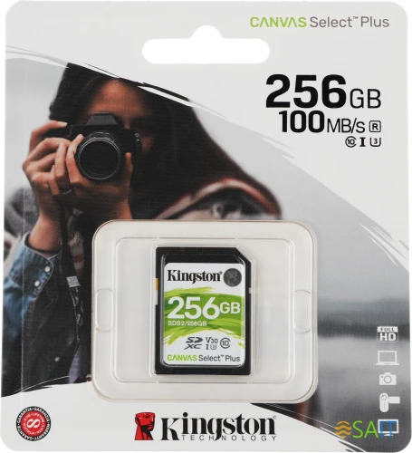 Флеш карта SDXC 256GB Kingston SDS2/256GB Canvas Select Plus w/o adapter