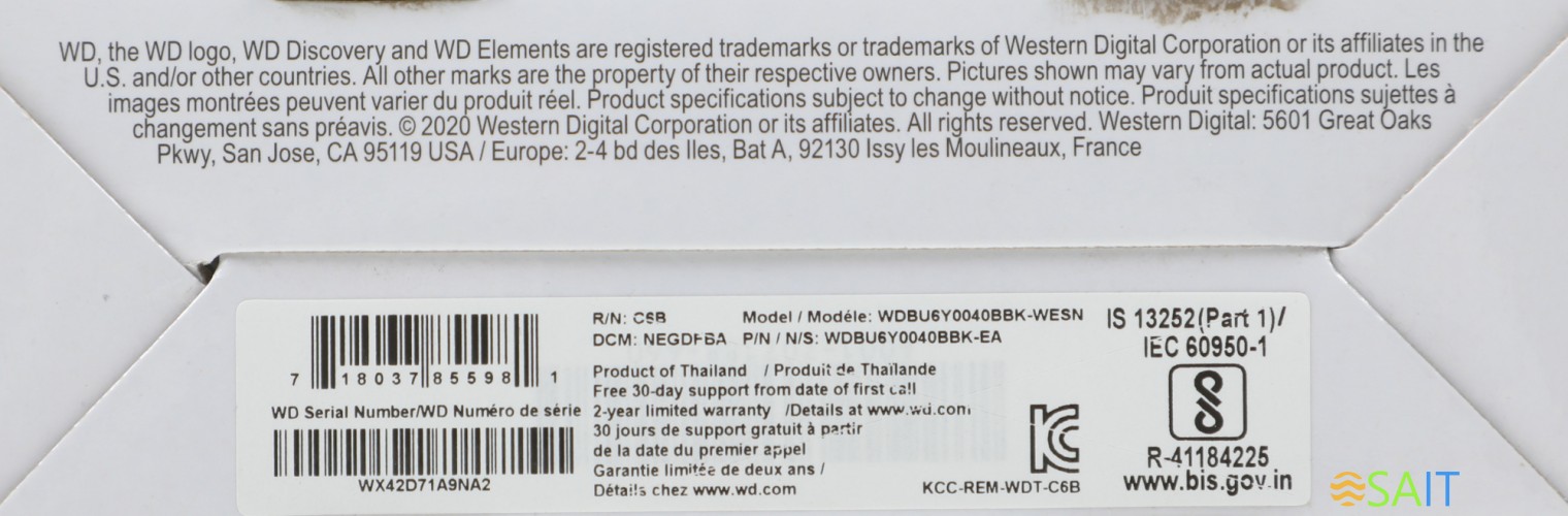 Жесткий диск WD USB 3.0 4Tb WDBU6Y0040BBK-WESN Elements Portable 2.5" черный