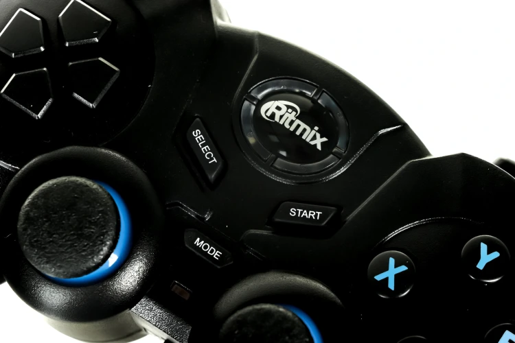 Геймпад Ritmix GP-022WPS черный/синий USB Беспроводной виброотдача обратная связь