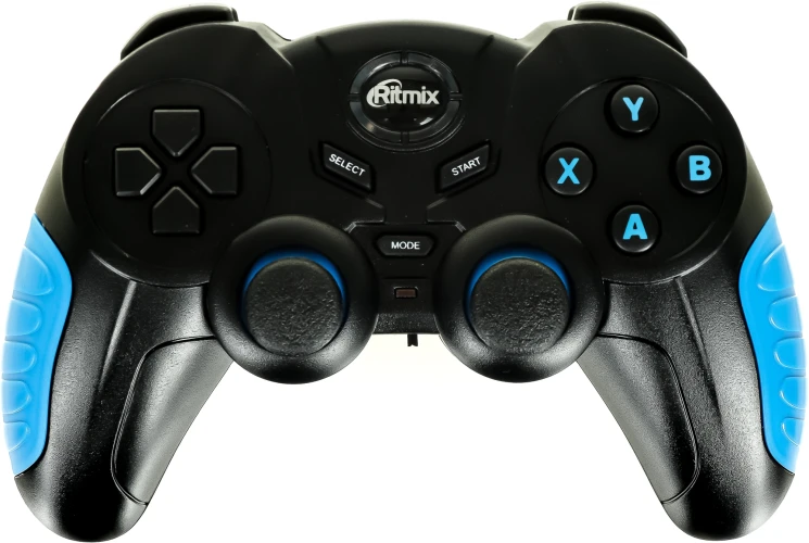 Геймпад Ritmix GP-022WPS черный/синий USB Беспроводной виброотдача обратная связь