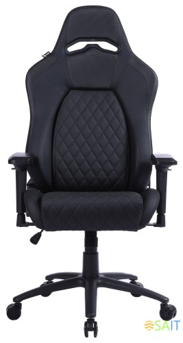 Кресло игровое Cactus с вибромассажем черный эко.кожа с подголов. крестов. черный