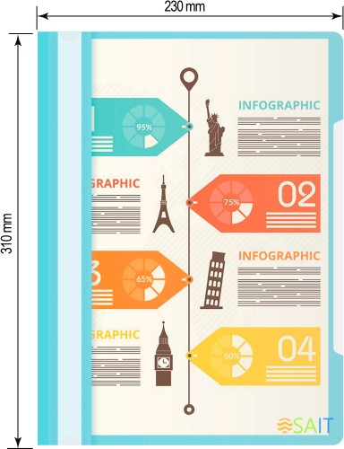 Папка-скоросшиватель Бюрократ Pastel -PSLPAST/BLUE A4 прозрач.верх.лист пластик голубой 0.14/0.18