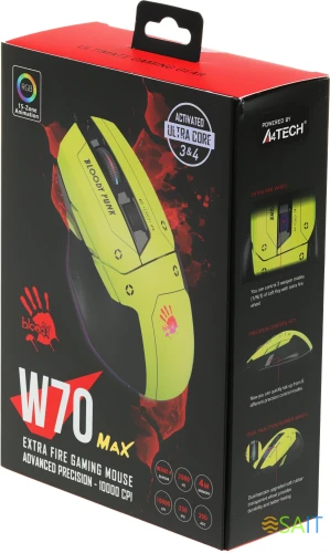 Мышь A4Tech Bloody W70 Max Punk желтый/черный оптическая 10000dpi USB 11but