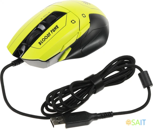 Мышь A4Tech Bloody W70 Max Punk желтый/черный оптическая 10000dpi USB 11but