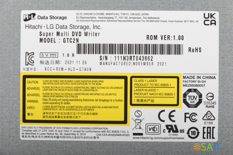 Привод DVD-RW LG GTC2N черный SATA slim внутренний oem