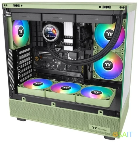 Вентилятор для корпуса Thermaltake CT140 Sync Matcha ARGB 140х140x25 зеленый 4-pin 30.5дБ (упак.:2шт) (CL-F203-PL14MG-A) Ret