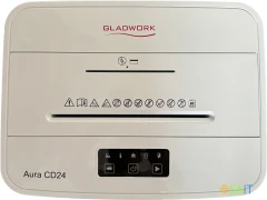 Шредер Gladwork Aura CD24 серый (секр.P-4) фрагменты 24лист. 25лтр. скрепки скобы пл.карты CD
