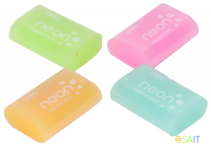 Ластик Deli EH01000 39х27х12мм ассорти/неон