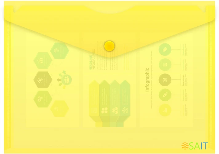 Конверт на кнопке Бюрократ -PK804A5YEL A5 пластик 0.18мм желтый