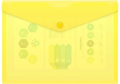 Конверт на кнопке Бюрократ -PK804A5YEL A5 пластик 0.18мм желтый
