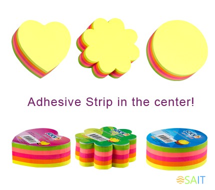 Блок самоклеящийся бумажный Stick`n 21358 67x67мм 250лист. 70г/м2 неон 5цв.в упак. вырубной "круг"