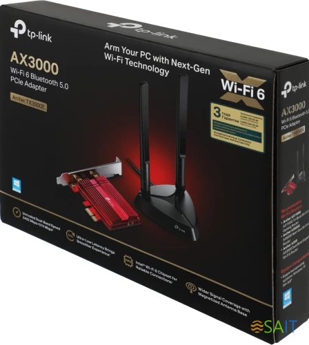 Сетевой адаптер Wi-Fi + Bluetooth TP-Link Archer TX3000E AX3000 PCI Express (ант.внеш.съем) 2ант.