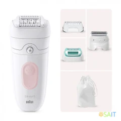 Эпилятор Braun SE5-050 скор.:2 насад.:4 от электр.сети от аккум. белый/розовый