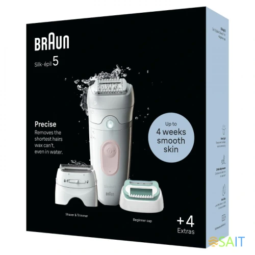Эпилятор Braun SE5-050 скор.:2 насад.:4 от электр.сети от аккум. белый/розовый