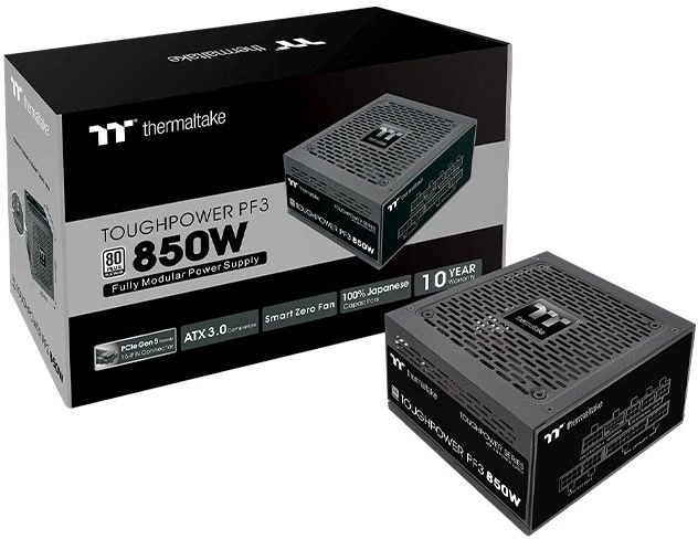 Блок питания Thermaltake ATX 850W Toughpower PF3 Gen.5 80+ platinum 24pin APFC 120mm fan 8xSATA Cab Manag RTL