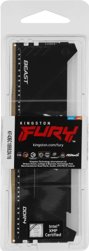 Память DDR4 16GB 3600MHz Kingston KF436C18BB2A/16 Fury Beast RGB RTL Gaming PC4-28800 CL18 DIMM 288-pin 1.35В single rank с радиатором Ret