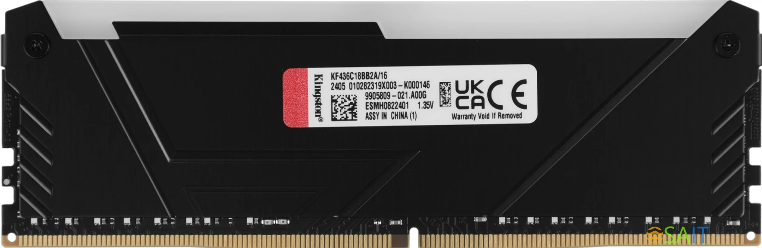 Память DDR4 16GB 3600MHz Kingston KF436C18BB2A/16 Fury Beast RGB RTL Gaming PC4-28800 CL18 DIMM 288-pin 1.35В single rank с радиатором Ret