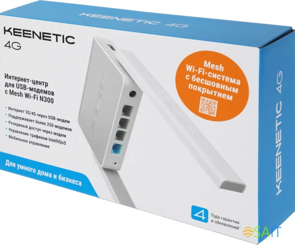 Роутер беспроводной Keenetic 4G (KN-1213) N300 10/100BASE-TX/4G ready белый