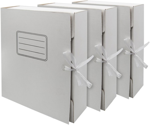 Папка архивная 2 завязки Silwerhof микрогофрокартон корешок 75мм белый (упак.:3шт)