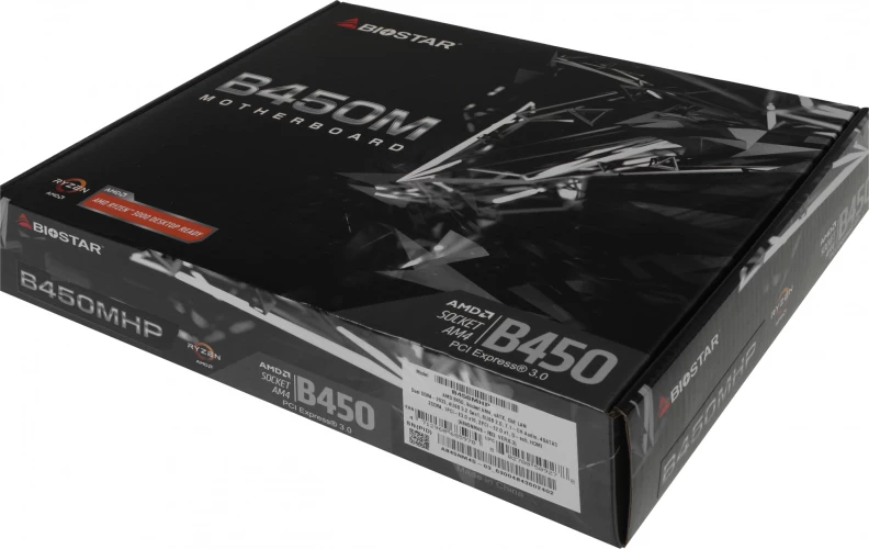 Материнская плата Biostar B450MHP Soc-AM4 AMD B450 2xDDR4 mATX AC`97 8ch(7.1) GbLAN RAID+VGA+HDMI
