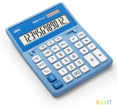 Калькулятор настольный Deli EM888A-BL голубой/белый 12-разр.