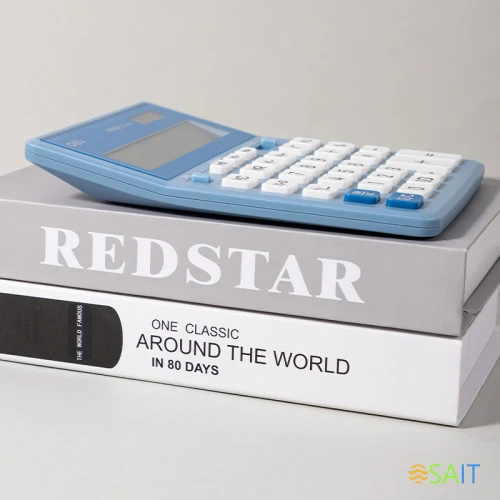 Калькулятор настольный Deli EM888A-BL голубой/белый 12-разр.