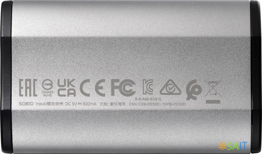 Накопитель SSD A-Data USB-C 2TB SD810-2000G-CSG SD810 1.8" серый