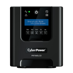ИБП CyberPower PR750ELCD, Line-Interactive, 750VA/675W, 6 IEC-320 С13 розеток, USB&amp;Serial, SNMPslot, LCD дисплей, Black, 0.48х0.27х0.28м., 13.5кг. CyberPower PR750ELCD 750VA