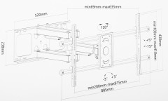 Кронштейн для телевизора Ultramounts UM913 черный 37"-90" макс.75кг настенный поворотно-выдвижной и наклонный