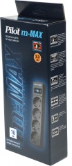 Сетевой фильтр Pilot m-MAX 10м (4 розетки) серый (коробка)