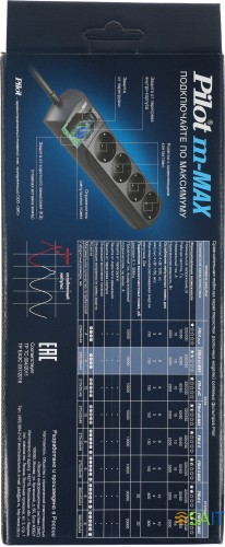 Сетевой фильтр Pilot m-MAX 10м (4 розетки) серый (коробка)