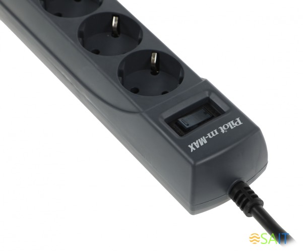 Сетевой фильтр Pilot m-MAX 10м (4 розетки) серый (коробка)