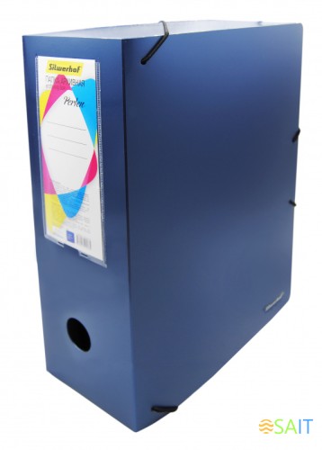 Папка архивная на резинке Silwerhof Perlen 311915-74 полипропилен 1мм корешок 100мм A4 синий металлик