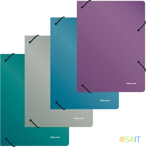 Папка архивная на резинке Silwerhof Perlen 311915-74 полипропилен 1мм корешок 100мм A4 синий металлик