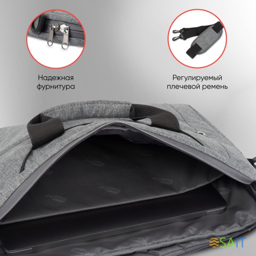 Сумка для ноутбука 15.6" PC Pet PCP15B2GY серый/черный полиэстер