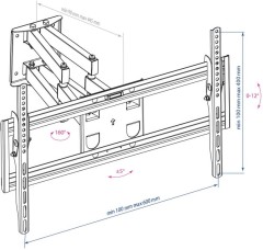 Кронштейн для телевизора Arm Media PT-16 черный 22"-65" макс.40кг настенный поворотно-выдвижной и наклонный